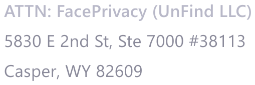FacePrivacy mailing address, shown as an image